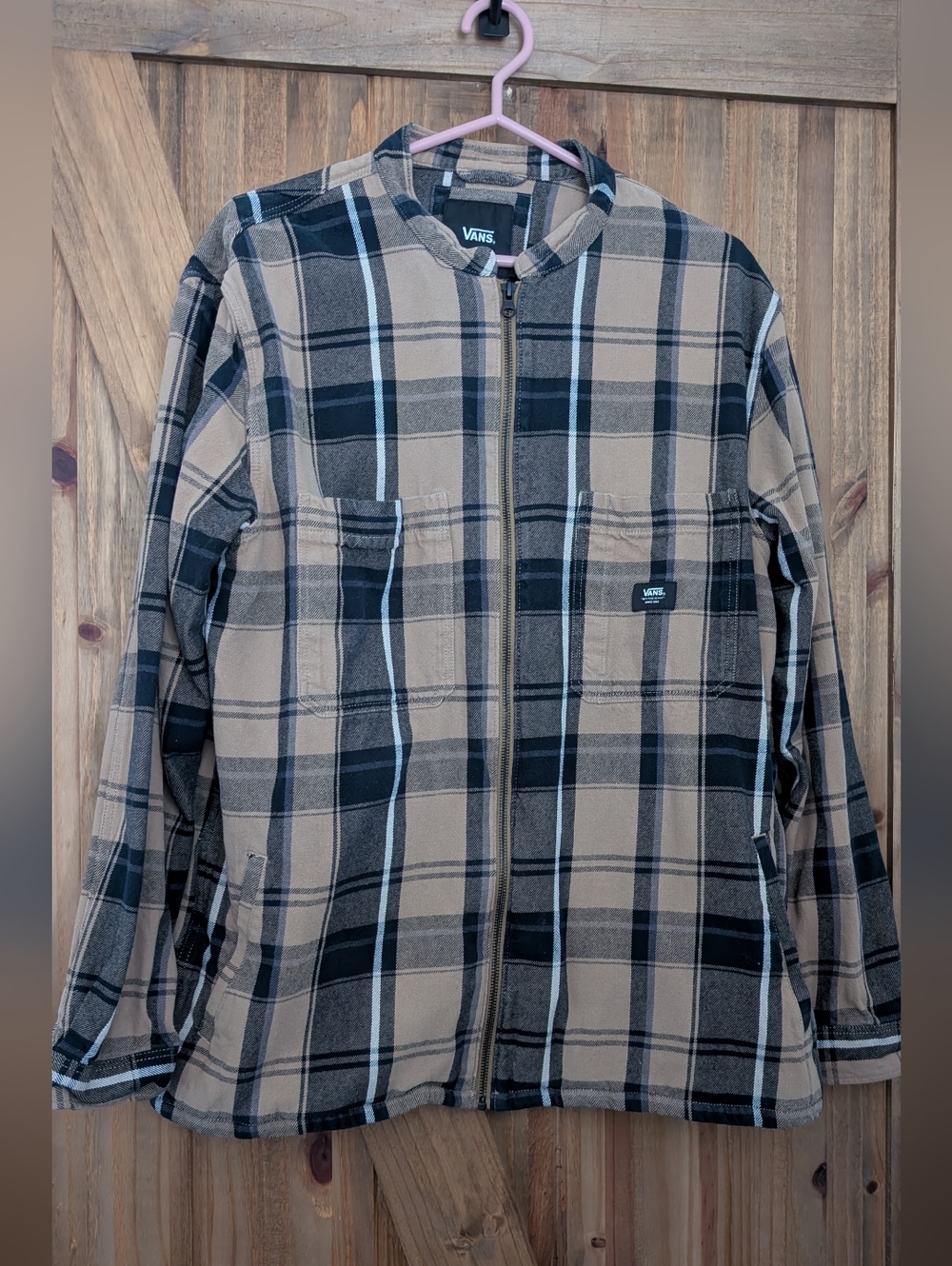 Vans Beige, Black & White Plaid Zip Jacket